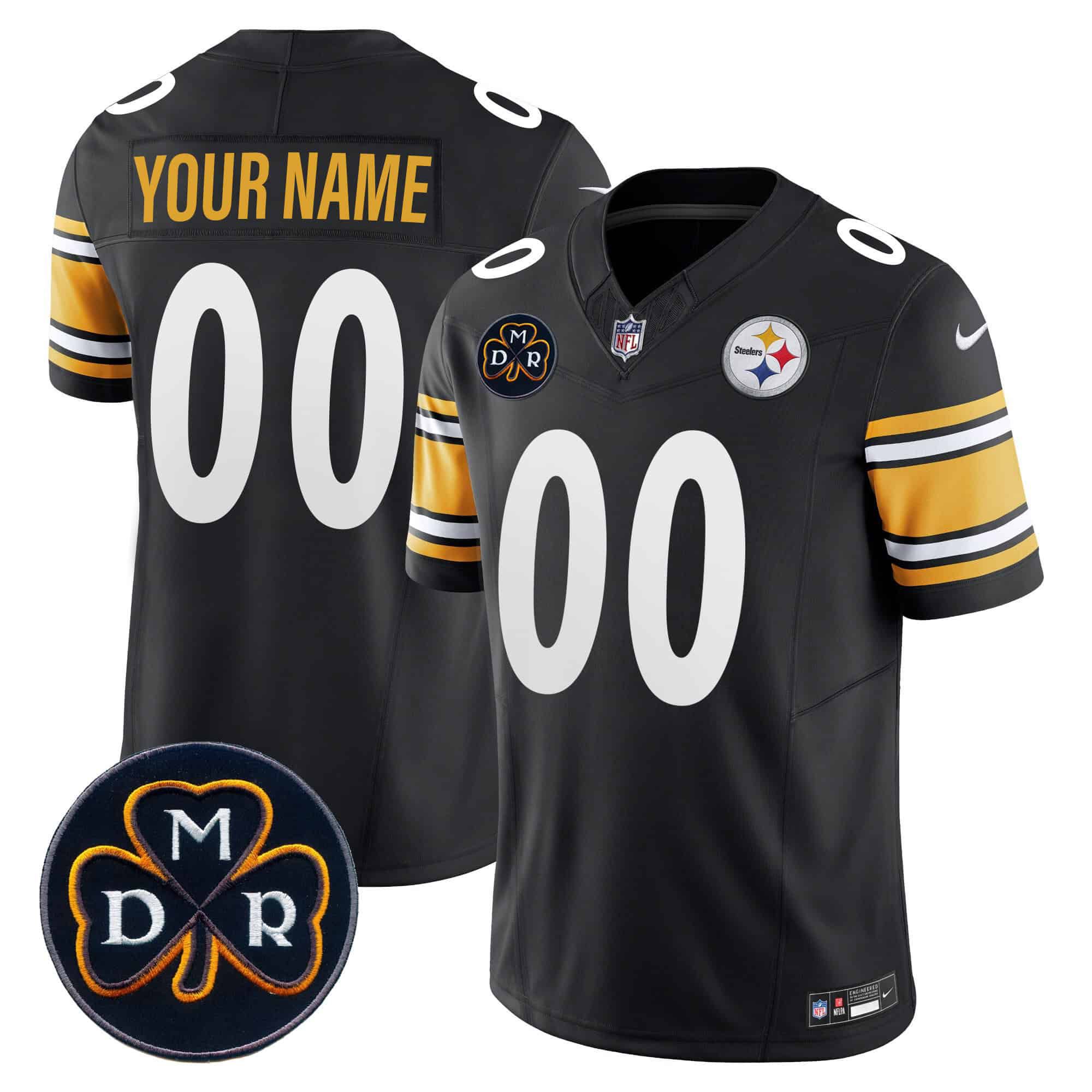 Men Pittsburgh Steelers Black 2024 Nike DMR Patch Vapor Limited Custom NFL Jersey style 3